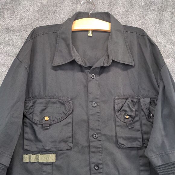 Raw Blue Men's Button-Up Shirt Black 3XL Long Sleeve Multi Pocket Cotton Blend - Picture 3 of 12